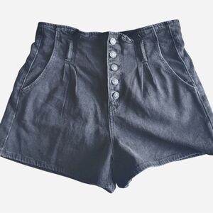 AEO Mom Shorts 8 NWT Black Button Front High Rise Paperbag Denim